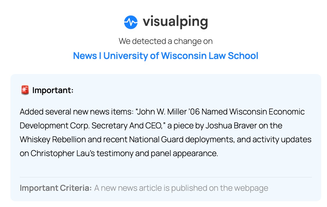 Visualping alert AI summary