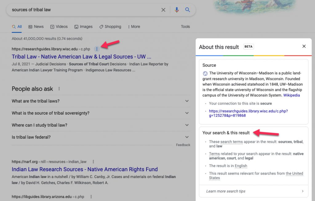 Google About This Result screenshot
