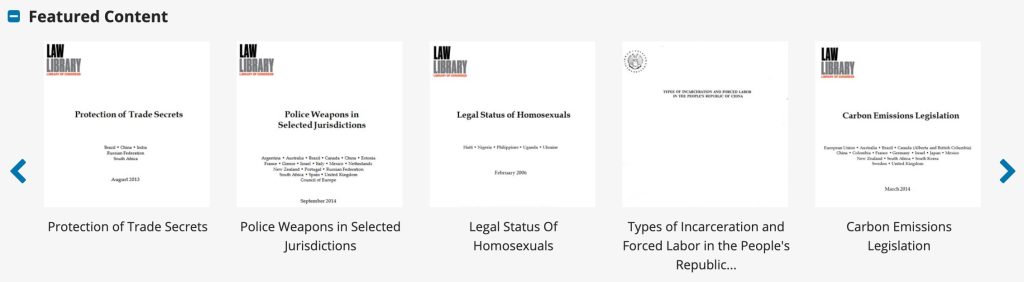 Screenshot of Featured Law Library of Congress reports