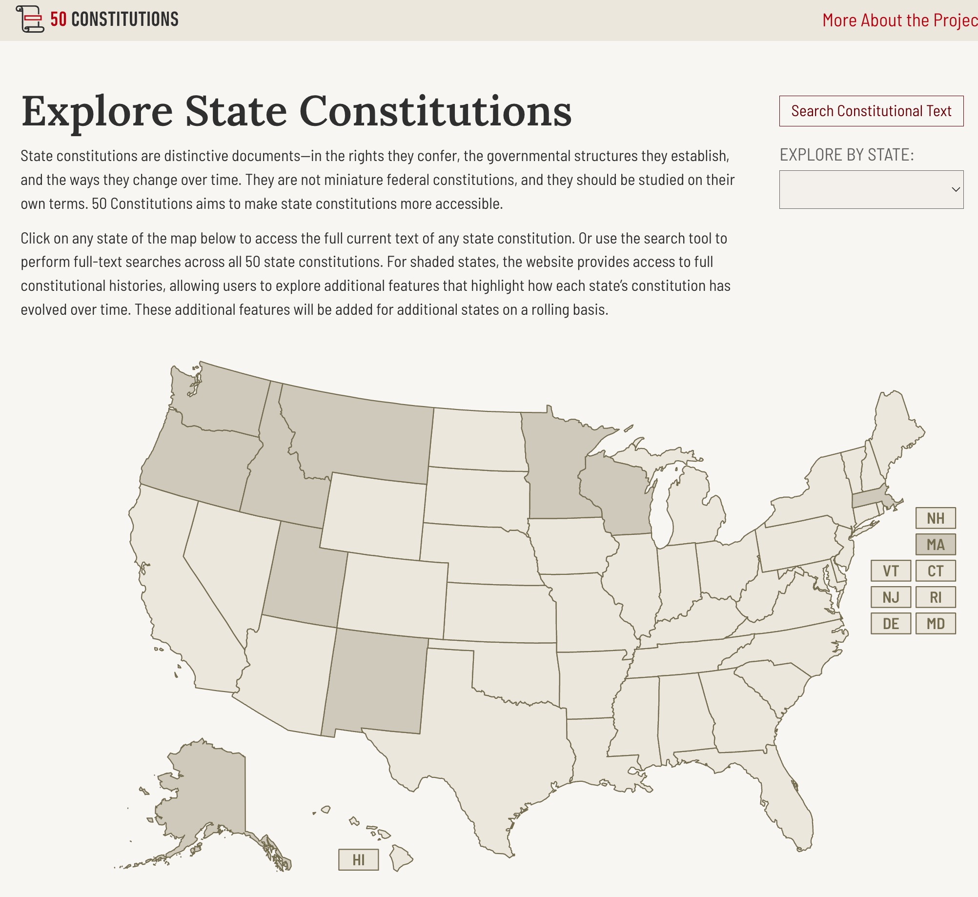 Tracking Constitutional Change US Map